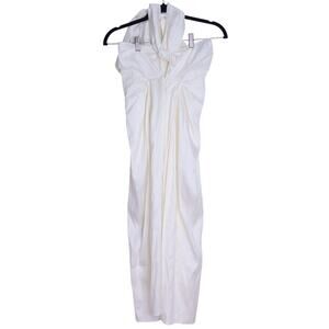 JULIA AMORY NWT Dupioni Silk Halter Dress Ivory Knee Length Tie Neck Women's XS